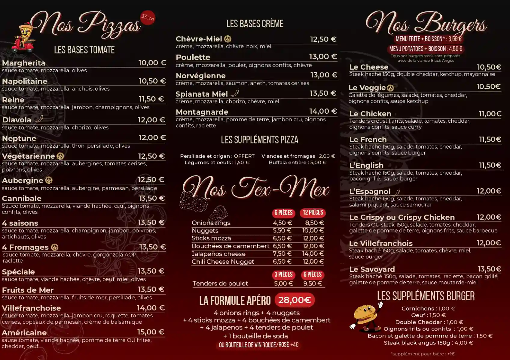 Pfc Livraison Pizza Burger Villefranche Sur Mer Menu PFC Villefranche