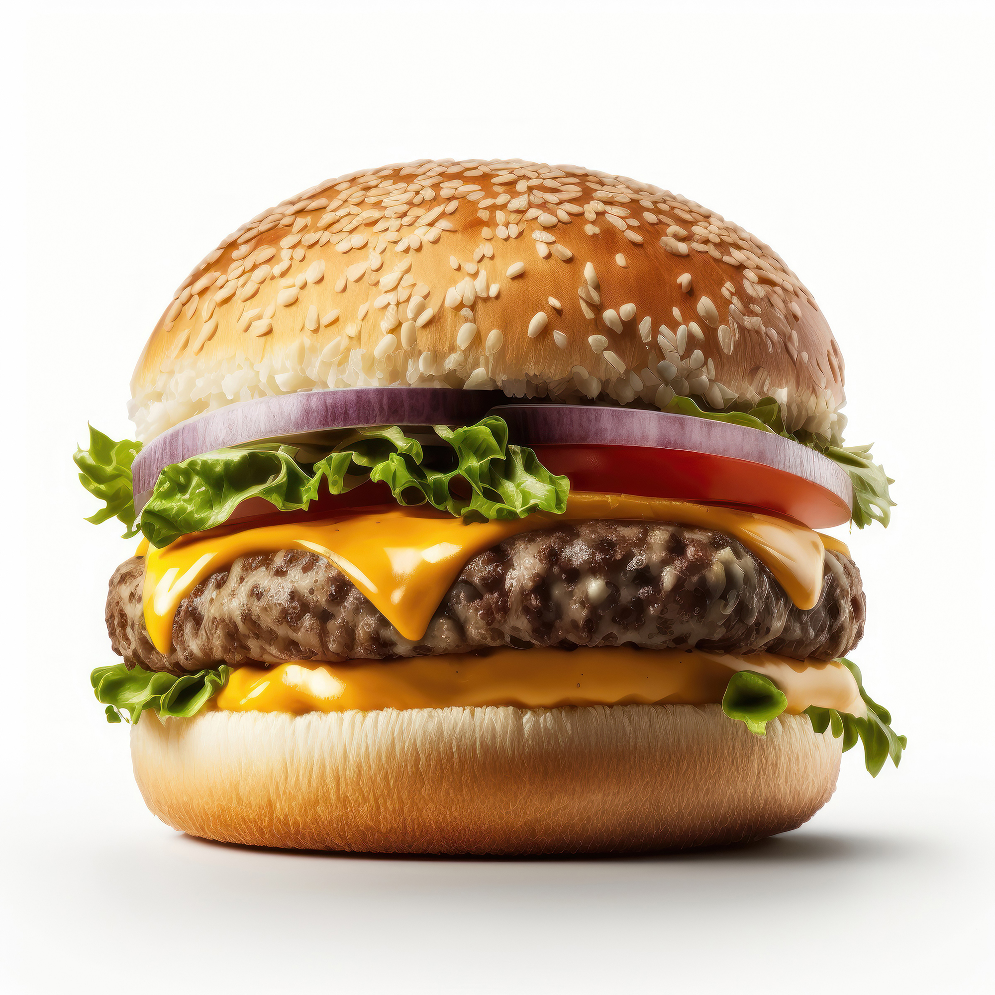 Tasty Burger Isolated On White Background. Fresh Hamburger Fastfood With Beef And Cheese. Tasty Burger Isolated On White Background. Fresh Hamburger Fastfood With Beef And Cheese.